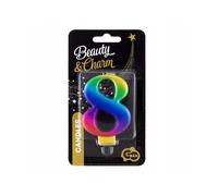 Bougie d'anniversaire GoDan chiffre 8, 8 cm, couleurs arc-en-ciel