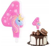 Bougie D'anniversaire Licorne 4 Rose Pour Fête D'anniversaire