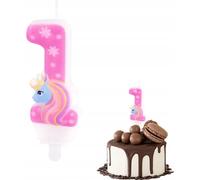 Bougie D'anniversaire Licorne Chiffre 1 Rose Pour Fête D'anniversaire