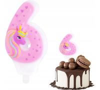 Bougie D'anniversaire Licorne Chiffre 6 Rose Pour Fête D'anniversaire