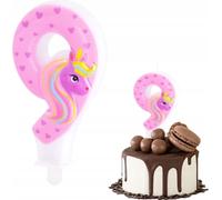Bougie D'anniversaire Licorne Chiffre 9 Rose Pour Fête D'anniversaire