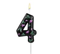 Bougie d'Anniversaire Maléfique, Bougie d'Anniversaire Numérotée Rose et Verte Décoration de Gâteau pour Fête de Sorcière Maléfique (Numéro 4)