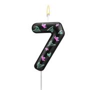 Bougie d'Anniversaire Maléfique, Bougie d'Anniversaire Numérotée Rose et Verte Décoration de Gâteau pour Fête de Sorcière Maléfique (Numéro 7)