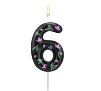 Bougie d'Anniversaire Maléfique, Bougie d'Anniversaire Numérotée Rose et Verte Décoration de Gâteau pour Fête de Sorcière Maléfique (Numéro 6)
