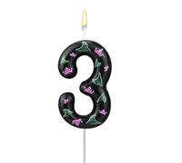 Bougie d'Anniversaire Maléfique, Bougie d'Anniversaire Numérotée Rose et Verte Décoration de Gâteau pour Fête de Sorcière Maléfique (Numéro 3)