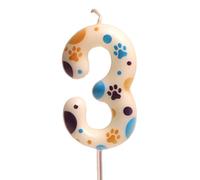Bougie d'anniversaire numérique de 0 à 9 chiens - Pour garçons et filles - Décoration de pattes de chien