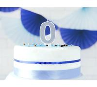 Bougie d'anniversaire numéro 0 avec paillettes 7cm argenté