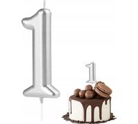 Bougie D'anniversaire Numéro 1 Argent Métallique Pour Fête D'anniversaire