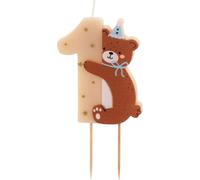 Bougie d'anniversaire numéro 1 avec ours et étoile 7cm
