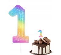 Bougie D'anniversaire Numéro 1 Colorée Métallique Pour Fête D'anniversaire