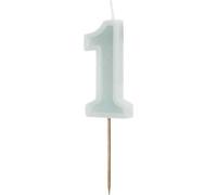 Bougie d'anniversaire numéro 1, menthe claire, 6 cm