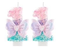 Bougie d'anniversaire numéro 11 scintillante avec papillon,3.35 inch bougie à paillettes rose et violet pour gâteau, décoration pour 11ème anniversaire, fête de fille, baby shower, anniversaire enfant
