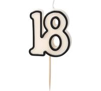 Bougie d'anniversaire numéro 18 Bougie numéro 5,5cm Blanc / Noir
