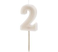 Bougie d'anniversaire numéro 2, beige, 6 cm
