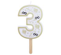 Bougie d'anniversaire numéro 3 ( Harry Potter blancß et or) 7 cm