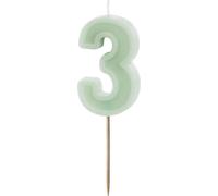 Bougie d'anniversaire numéro 3, vert, 6 cm