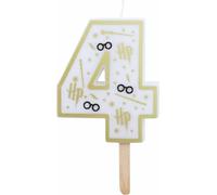 Bougie d'anniversaire numéro 4 ( Harry Potter blancß et or) 7 cm