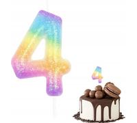 Bougie D'anniversaire Numéro 4 Couleur Métallique Pour Fête D'anniversaire
