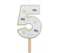Bougie d'anniversaire numéro 5 ( Harry Potter blancß et or) 7 cm