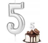 Bougie D'anniversaire Numéro 5 Argent Métallique Pour Fête D'anniversaire
