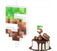 Bougie D'anniversaire Numéro 5 Avec Des Blocs De Chiffres Sur Le Thème De Minecraft Pour Une Fête
