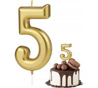 Bougie D'anniversaire Numéro 5 Numéro En Métal Doré Pour Fête D'anniversaire