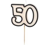Bougie d'anniversaire numéro 50 Bougie numéro 5,5cm Blanc / Noir