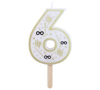 Bougie d'anniversaire numéro 6 ( Harry Potter blancß et or) 7 cm