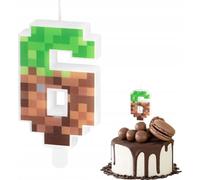 Bougie D'anniversaire Numéro 6 Avec Des Blocs De Chiffres Sur Le Thème De Minecraft Pour Une Fête