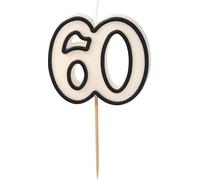 Bougie d'anniversaire numéro 60 Bougie numéro 5,5cm Blanc / Noir