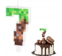 Bougie D'anniversaire Numéro 7 Avec Des Blocs De Chiffres Sur Le Thème De Minecraft Pour Une Fête
