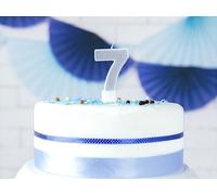 Bougie d'anniversaire numéro 7 avec paillettes 7cm argenté