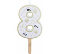 Bougie d'anniversaire numéro 8 ( Harry Potter blancß et or) 7 cm