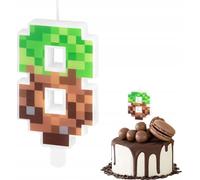 Bougie D'anniversaire Numéro 8 Avec Des Blocs De Chiffres Sur Le Thème De Minecraft Pour Une Fête
