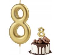 Bougie D'anniversaire Numéro 8 Numéro En Métal Doré Pour Fête D'anniversaire