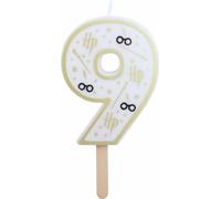 Bougie d'anniversaire numéro 9 ( Harry Potter blancß et or) 7 cm