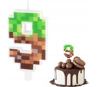 Bougie D'anniversaire Numéro 9 Avec Des Blocs De Chiffres Sur Le Thème De Minecraft Pour La Fête