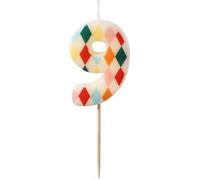 Bougie d'anniversaire numéro 9 losange, 5,5 cm, mix
