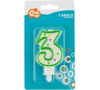 Bougie d'anniversaire numéro à pois 3, 7.5 cm (Bougies de fête)