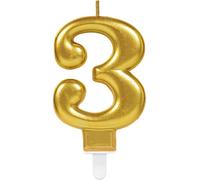 Amscan bougie d'anniversaire 3 ans or 8 cm Goud