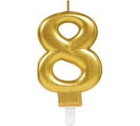 Bougie d'anniversaire or 8 /hauteur 9,3 cm/