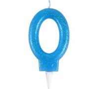 Homéa, Bougie Anniversaire Paillette Chiffre 0 H7,5 cm Bleu