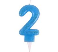 Bougie d'Anniversaire Paillette Chiffre 2 7cm Bleu Bleu