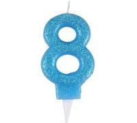 Homéa, Bougie Anniversaire Paillette Chiffre 8 H7,5 cm Bleu