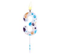 Bougie d'Anniversaire Patte de Chien Bleu, 10cm Mignonne Bougie Patte de Chien Bougies Numéro Bougie Bluey Décoration de Gâteau de Chien Bleu pour Enfants (Numéro 3)