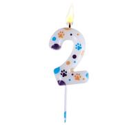 Bougie d'Anniversaire Patte de Chien Bleu, 10cm Mignonne Bougie Patte de Chien Bougies Numéro Bougie Bluey Décoration de Gâteau de Chien Bleu pour Enfants (Numéro 2)