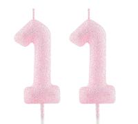 Bougie d'anniversaire pour 11e anniversaire - Rose pailleté - Numéro 11 - Bougies lumineuses pour gâteau d'anniversaire - Bougie d'anniversaire pour filles, garçons, femmes - Fournitures de fête