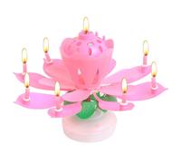 Bougie d'anniversaire rotative à double couche en forme de fleur de lotus musicale romantique