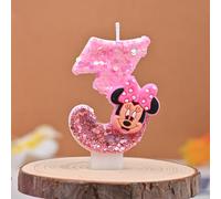 Bougie d'anniversaire scintillante Disney Minnie Mouse, dégradé de couleur, numéro d'atmosphère Festive, parfait pour les fournitures de fête d'événement Cupcake 1 ensemble