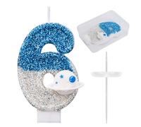 Bougie d'Anniversaire Thème l'Espace, Brillante Numéro Bougies d'Anniversaire d'Astronaute Décoration Gâteau Vaisseau Spatial Décorations Gâteaux et Cadeaux Fête pour l'Univers(Numéro 6)